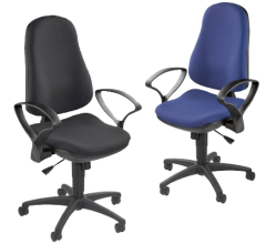 Bürodrehstuhl Support SY mit Armlehnen Farben Bezug: schwarz oder blau