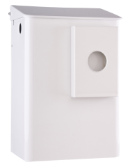 Hygiene-Abfallbehälter (kleinere Version) aus Aluminium weiß pulverbeschichtet mit Hygienebeutelhalter 6 Ltr