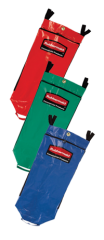 Recycling Vinylsack fr Reinigungswagen mit dreifacher Kapazitt blau grn rot Rubbermaid