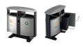 Aussen-Abfallbehälter für Abfalltrennung mit Batteriefach Edelstahl matt schwarz - 2 x 39 Liter von EKO