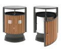 Aussen-Abfallbehälter für Abfalltrennung Kunststoff Holzoptik - 2 x 39 Liter von EKO