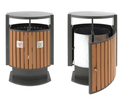 Aussen-Abfallbehlter fr Abfalltrennung Kunststoff Holzoptik - 2 x 39 Liter von EKO