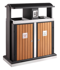 Aussen-Abfallbehlter fr Abfalltrennung Kunststoff Holzoptik - 2 x 50 Liter von EKO