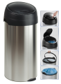 Runder Abfallbehälter mit Touch-Deckel chrom mit schwarz 60 L