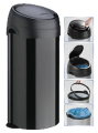 Runder Abfallbehälter mit Touch-Deckel komplett schwarz 60 L