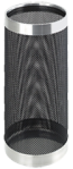 Schirmstnder aus schwarzem perforiertem Stahlblech mit Chromrndern
