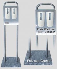 Desinfektionstower II Station aus Edelstahl Fuß aus Granit freie Spenderwahl